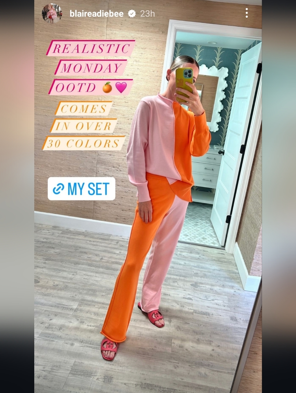 Colorblock Pink & Orange Women’s Two-Tone Set As Seen On Blair Eadie